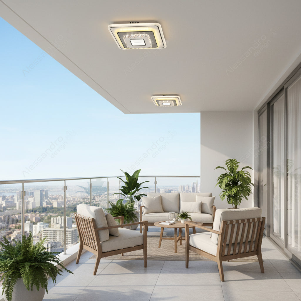 Żyrandol kryształowy LED MITA 39W, 20x20cm, kwadratowy, światło zimne/ciepłe/neutralne, białe żyrandole LED Domyślny tytuł Alessandro Design