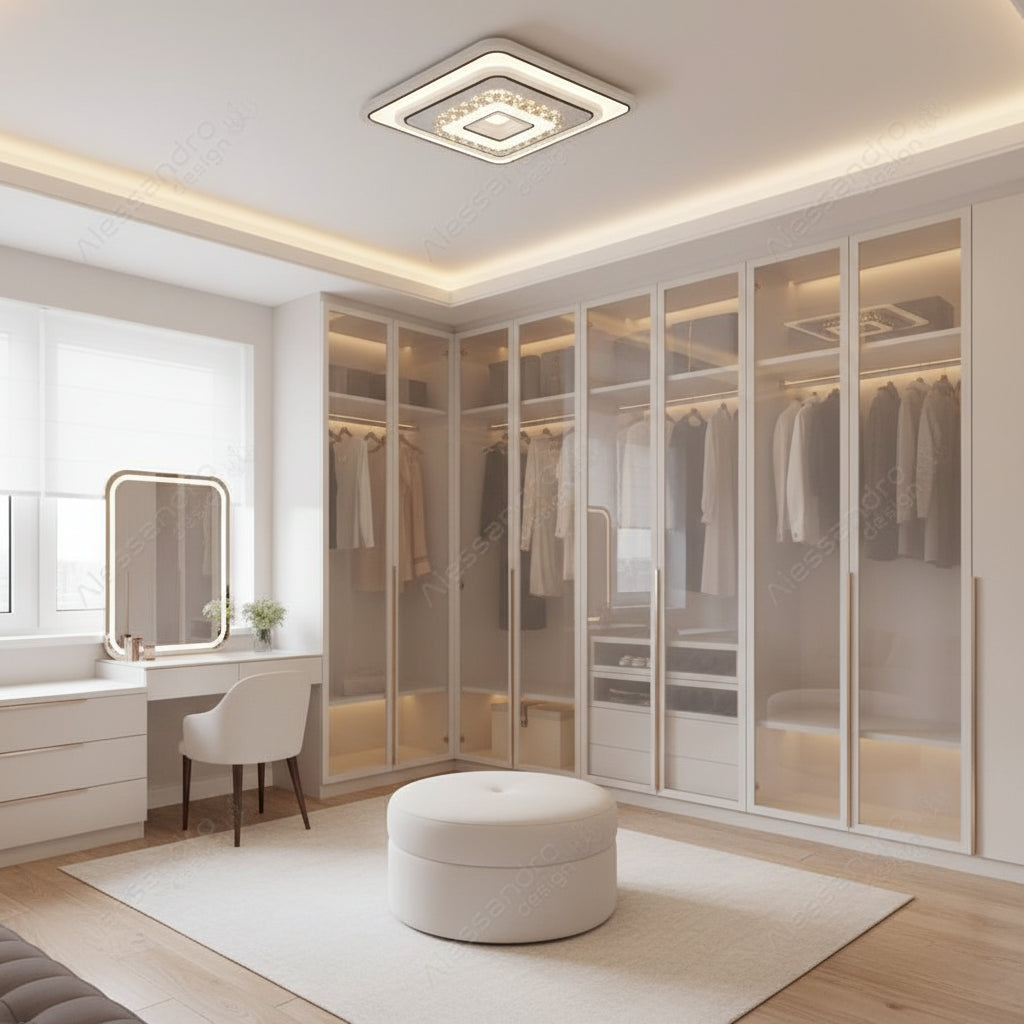 Żyrandol kryształowy LED MITA 39W, 20x20cm, kwadratowy, światło zimne/ciepłe/neutralne, białe żyrandole LED Domyślny tytuł Alessandro Design