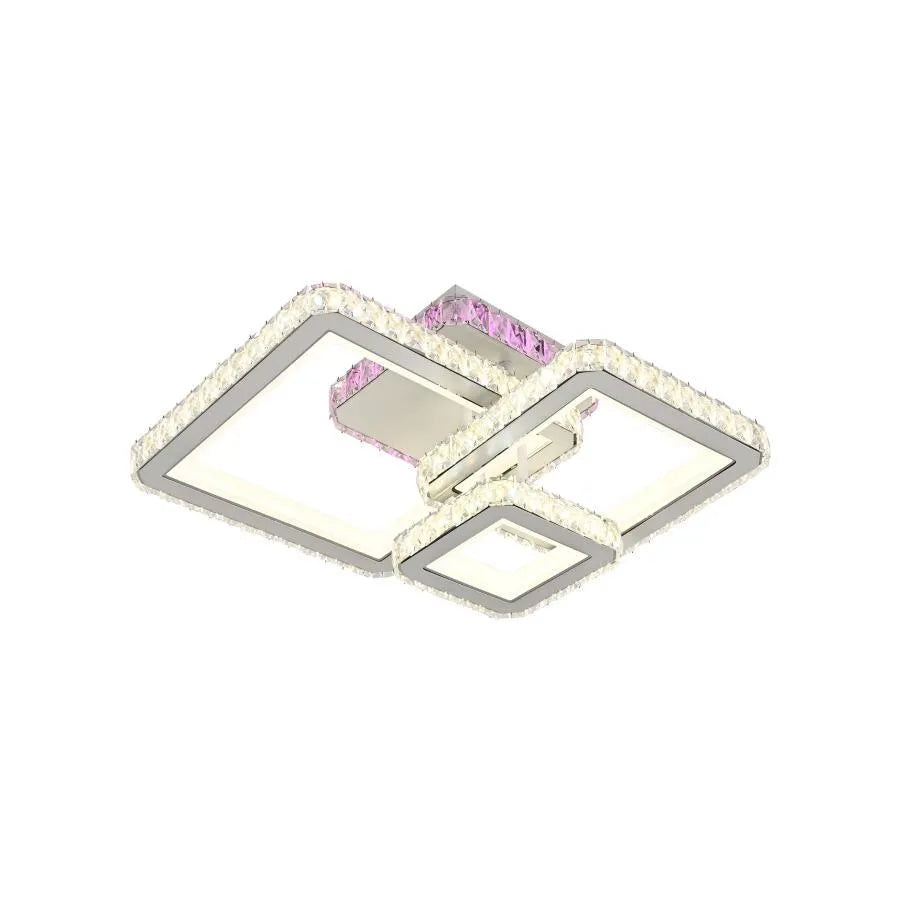 Żyrandol LED z pilotem i kryształem BLAKELY RGB 166W, 3 kwadraty, światło zimne/ciepłe/neutralne, możliwość przyciemniania, żyrandole LED z białego kryształu Domyślny tytuł Alessandro Design