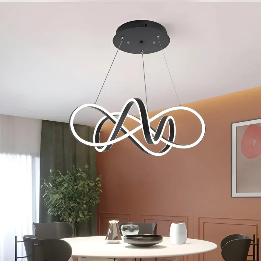 Zawieszany żyrandol LED z pilotem INFINITY HALO 69W, światło zimne/ciepłe/neutralne, możliwość przyciemniania, czarny, regulacja wysokości Nowoczesne żyrandole Tytuł domyślny Alessandro Design