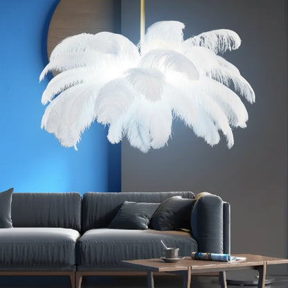 Nowoczesny żyrandol Minoss, 8W, zimne światło 6000K, średnica 75 cm, pióra, białe nowoczesne żyrandole Domyślny tytuł Alessandro Design