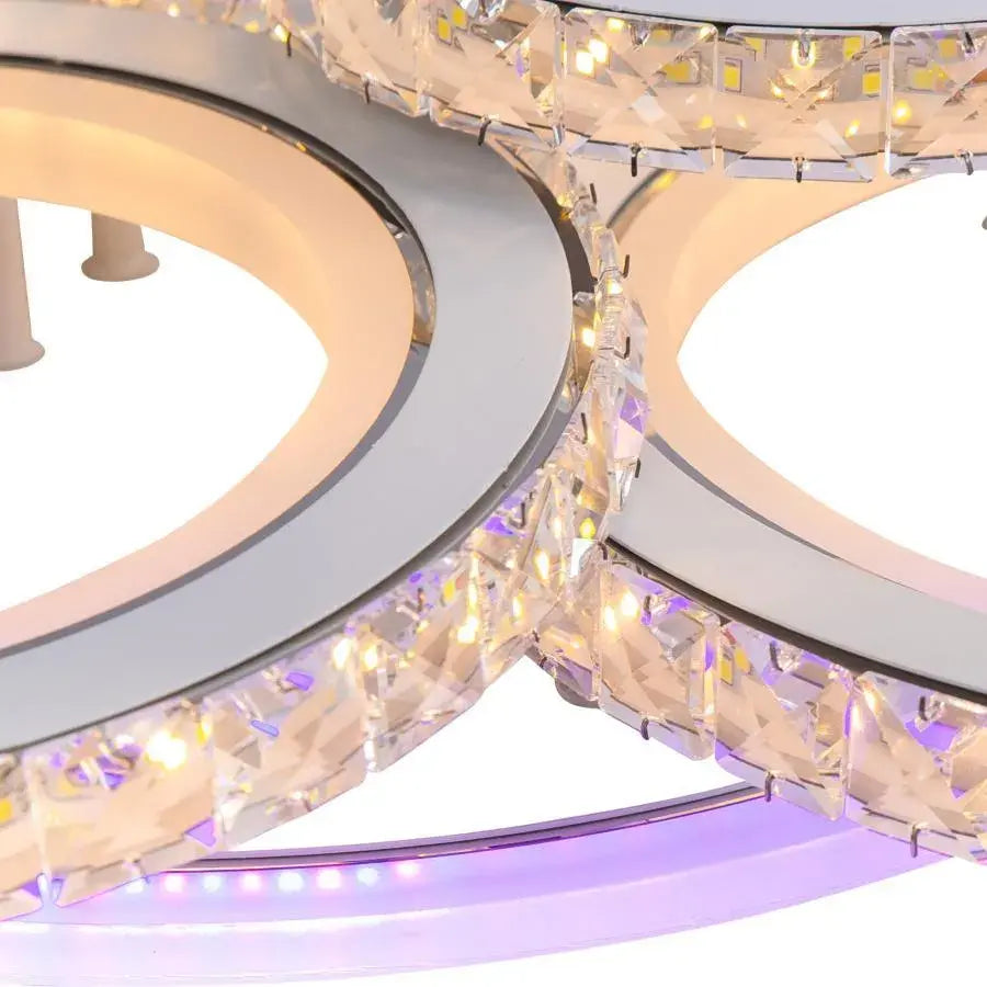 Żyrandol LED z pilotem i kryształem NOVA ROTONDA RGB 145W, 6 kółek, światło zimne/ciepłe/neutralne, możliwość przyciemniania, żyrandole LED z białego kryształu Domyślny tytuł Alessandro Design
