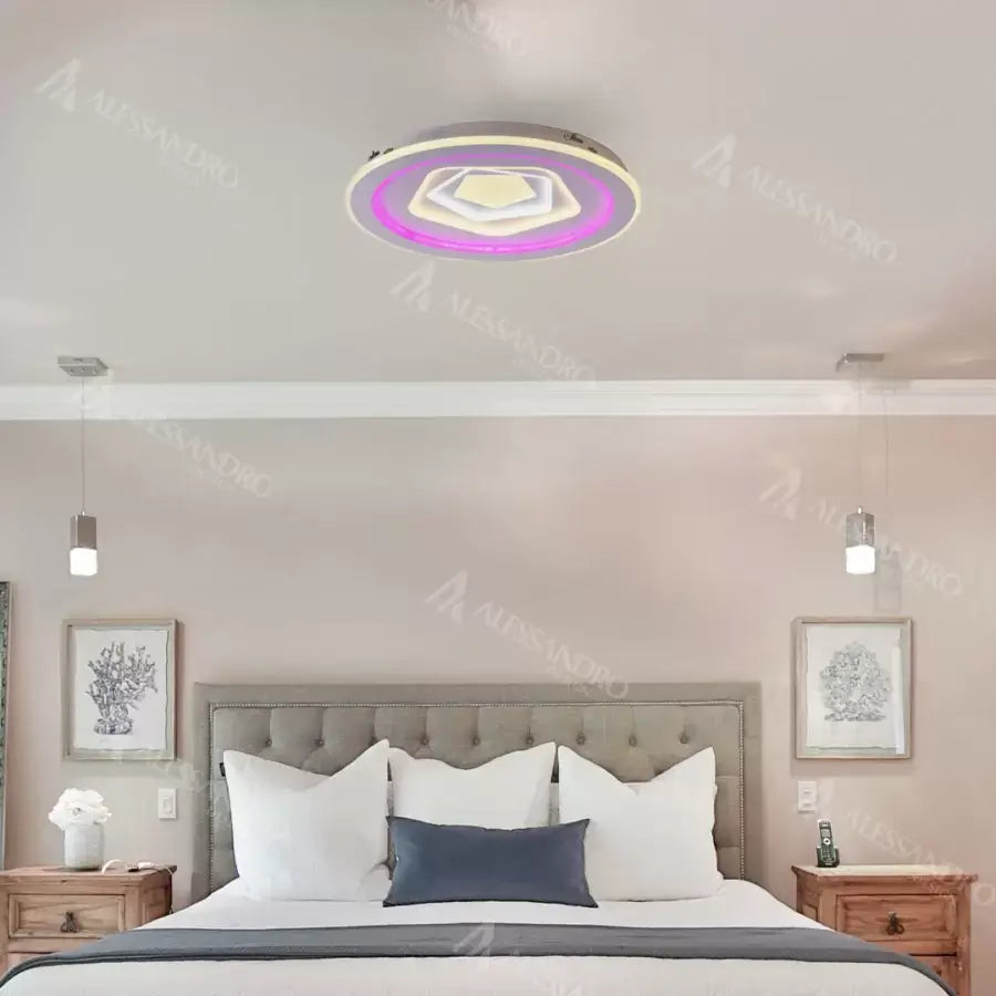 Żyrandol LED z pilotem MEIRA RGB, 180W, światło zimne/ciepłe/neutralne, możliwość przyciemniania, białe żyrandole LED z pilotem Domyślny tytuł Alessandro Design