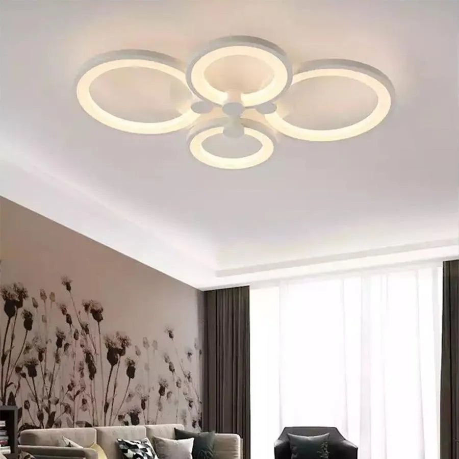 Żyrandol LED z pilotem ALANI 52W, 4 koła, światło zimne/ciepłe/neutralne, możliwość przyciemniania, biały Żyrandol LED z pilotem Domyślny tytuł Alessandro Design