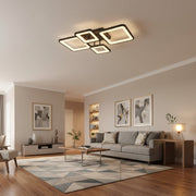 Żyrandol LED z pilotem MUGE 112W, 4 kwadraty, światło zimne/ciepłe/neutralne, możliwość przyciemniania, czarne Żyrandole LED z pilotem Domyślny tytuł Alessandro Design