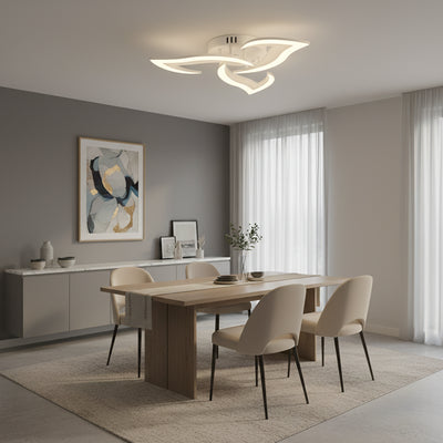 Żyrandol LED z pilotem LOTUS 32W, 3 płatki, światło zimne/ciepłe/neutralne, możliwość przyciemniania, biały