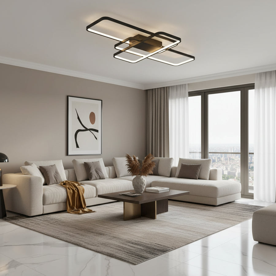 Żyrandol LED IANUSIS z pilotem 95 W, 3 elementy, światło zimne/ciepłe/neutralne, możliwość przyciemniania, czarne żyrandole LED z pilotem Domyślny tytuł Alessandro Design