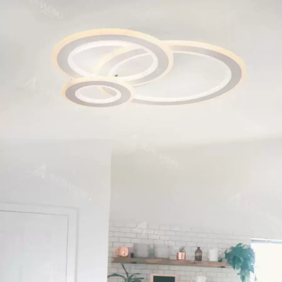 Żyrandol LED KYLIE 77W, 3 koła, światło zimne/ciepłe/neutralne, biały