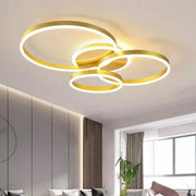 Żyrandol LED z pilotem LYRA 100 W, 3 koła, światło zimne/ciepłe/neutralne, możliwość przyciemniania, żyrandole LED ze szczotkowanego złota z pilotem Domyślny tytuł Alessandro Design