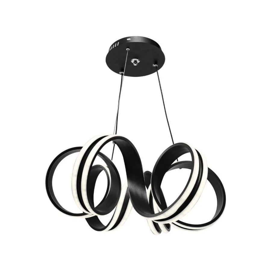 Zawieszany żyrandol LED z pilotem INFINITY TWIST 180W, falisty, światło zimne/ciepłe/neutralne, możliwość przyciemniania, czarny, regulacja wysokości Nowoczesne żyrandole Tytuł domyślny Alessandro Design