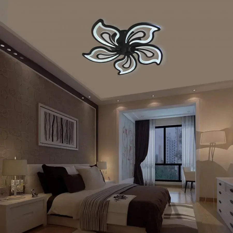 Żyrandol LED z pilotem GLORIOSA 150W, 5 płatków, światło zimne/ciepłe/neutralne, możliwość przyciemniania, czarne Żyrandole LED z pilotem Domyślny tytuł Alessandro Design