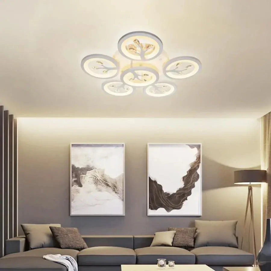 Żyrandol LED z pilotem i kryształem DAISY 78W, 6 elementów, światło zimne/ciepłe/neutralne, możliwość przyciemniania, biały Żyrandol LED z pilotem Domyślny tytuł Alessandro Design