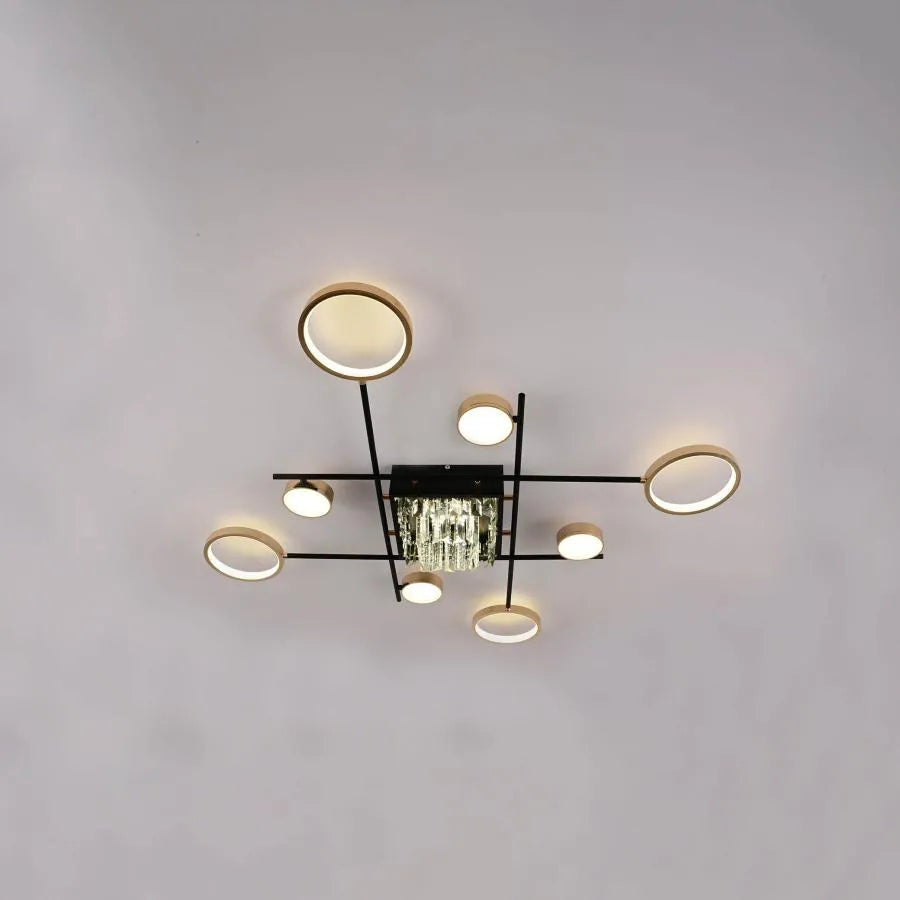 Żyrandol LED z pilotem i kryształem MISEL 168W, 9 elementów, światło zimne/ciepłe/neutralne, możliwość przyciemniania, żyrandole LED z czarnego złota z pilotem Domyślny tytuł Alessandro Design