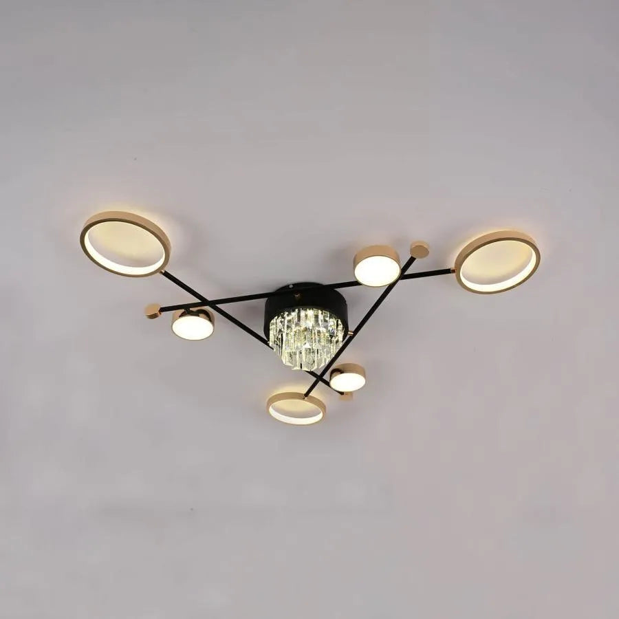 Żyrandol LED z pilotem i kryształem MISEL 138W, 7 elementów, światło zimne/ciepłe/neutralne, możliwość przyciemniania, żyrandole LED z czarnego złota z pilotem Domyślny tytuł Alessandro Design