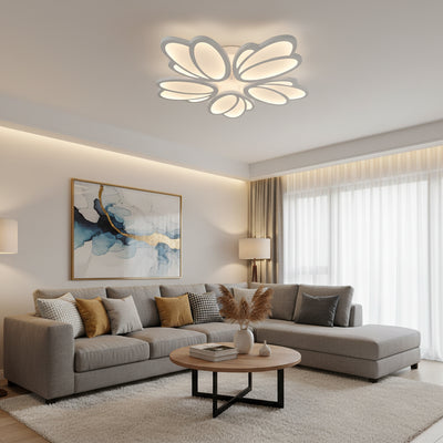 Żyrandol LED z pilotem TULIP 81W, 5 płatków, światło zimne/ciepłe/neutralne, możliwość przyciemniania, biały