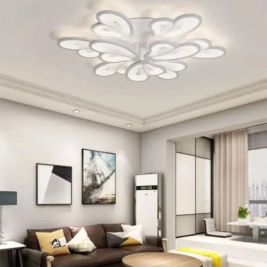 Żyrandol LED z pilotem BLOSSOM 49W, 9 płatków, światło zimne/ciepłe/neutralne, możliwość przyciemniania, biały Żyrandol LED z pilotem Domyślny tytuł Alessandro Design
