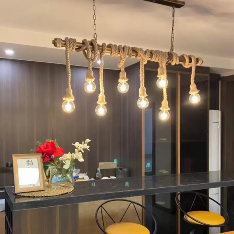 Żyrandol w stylu vintage ze sznurkiem PEDRO, 8 x E27, brązowe metalowe żyrandole w stylu vintage Domyślny tytuł Alessandro Design