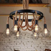 Żyrandol Andy 6x E27 Metalowe i brązowe liny Vintage żyrandole Domyślny tytuł Alessandro Design