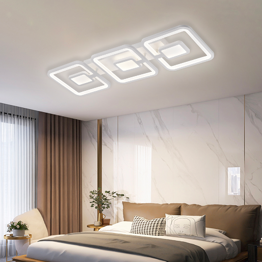 Żyrandol LED z pilotem FELIX 87W, 3 kwadraty, światło zimne/ciepłe/neutralne, możliwość przyciemniania, białe żyrandole LED z pilotem Domyślny tytuł Alessandro Design