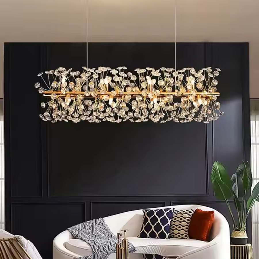 Żyrandol Kryształowy MINUET 9x G9, Długość 70cm, Błyszczące Złoto, Regulowana Wysokość Żyrandole Kryształowe Domyślny Tytuł Alessandro Design