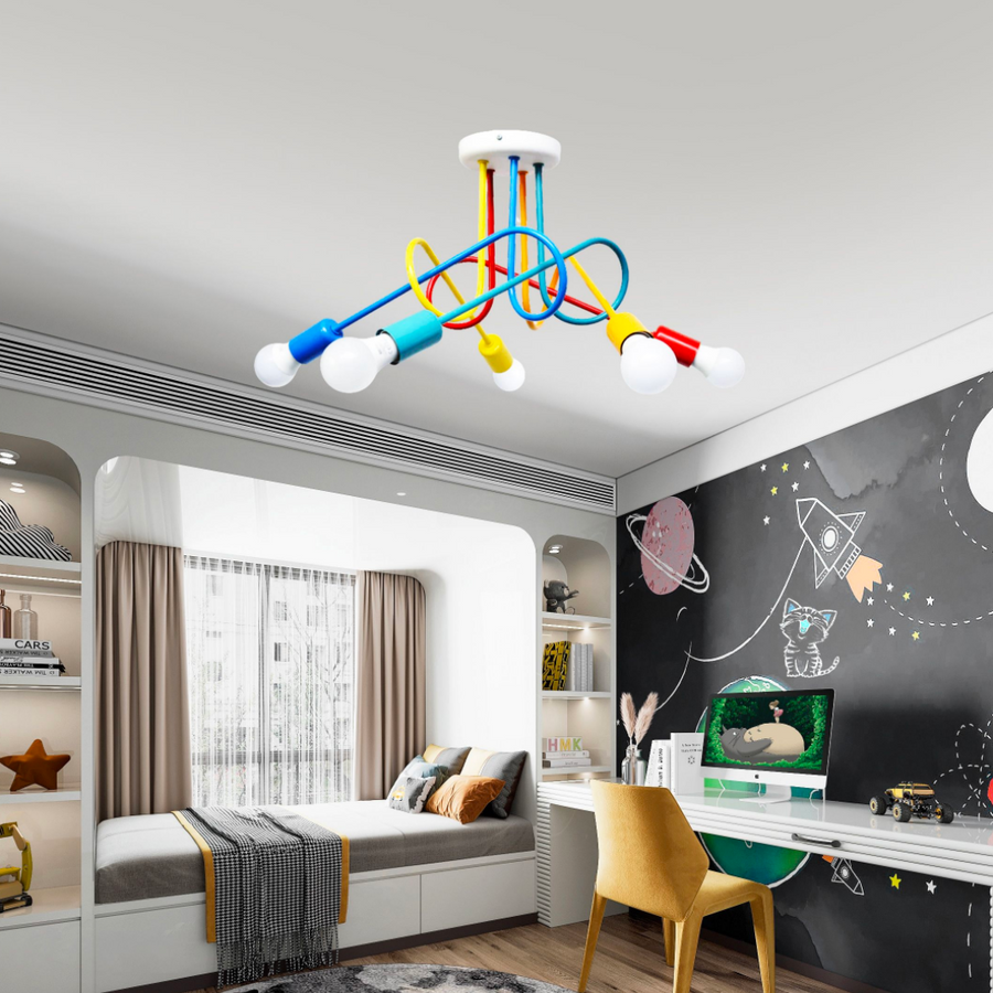 Żyrandol MINIMALIST z ramionami, ANGIOLO, Undulata, 5xE27, wielokolorowe żyrandole dla dzieci Domyślny tytuł Alessandro Design