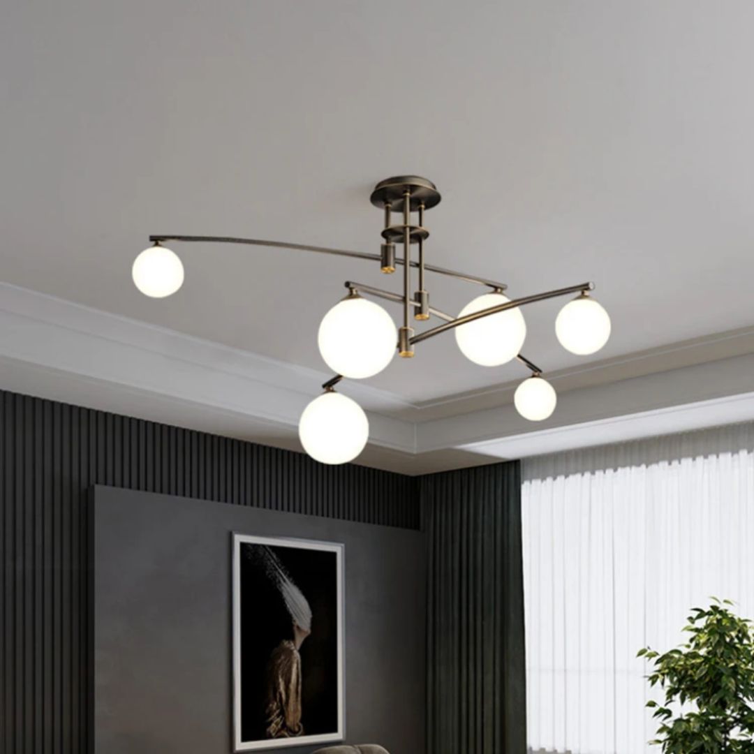 Lustra cu Abajur Rotund, PENTHOUSE Dome, 6x G9, Negru, Metal Lustre Moderne Default Title Alessandro Design