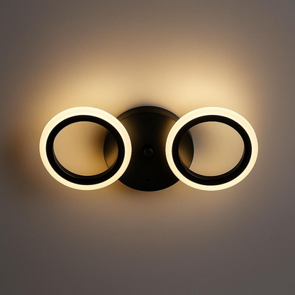 DUŻY Żyrandol LED 28W, 2 koła, światło zimne/ciepłe/neutralne, czarny