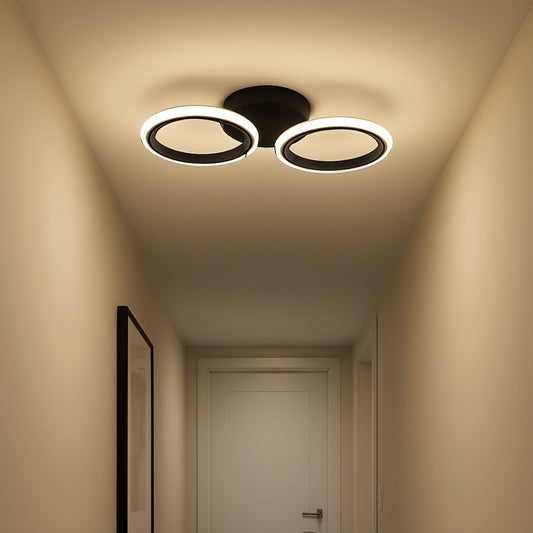 DUŻY Żyrandol LED 28W, 2 koła, światło zimne/ciepłe/neutralne, czarny
