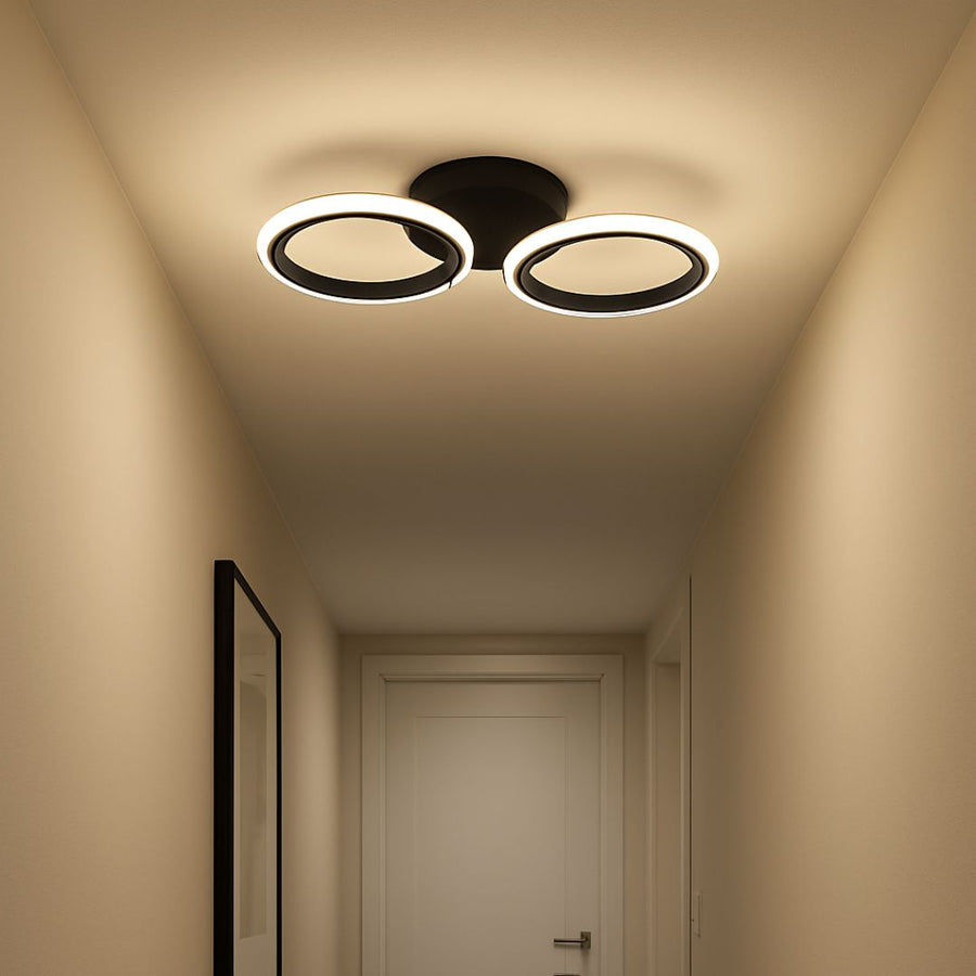 DUŻY Żyrandol LED 28W, 2 koła, światło zimne/ciepłe/neutralne, czarny