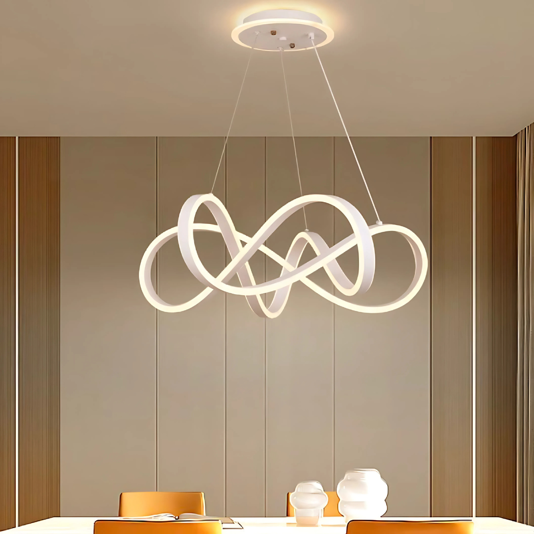Zawieszany żyrandol LED z pilotem INFINITY HALO 69W, światło zimne/ciepłe/neutralne, możliwość przyciemniania, biały, żyrandole LED z regulacją wysokości z pilotem Domyślny tytuł Alessandro Design