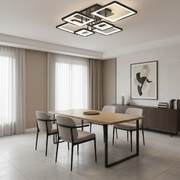 Żyrandol LED z pilotem ELLA 120W, 6 kwadratów, światło zimne/ciepłe/neutralne, możliwość przyciemniania, czarne, metalowe i akrylowe Żyrandole LED z pilotem Domyślny tytuł Alessandro Design