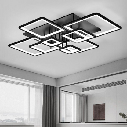 Żyrandol LED z pilotem ELLA 186W, 8 kwadratów, światło zimne/ciepłe/neutralne, możliwość przyciemniania, czarne Żyrandole LED z pilotem Domyślny tytuł Alessandro Design