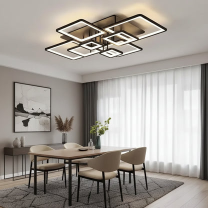 Żyrandol LED z pilotem ELLA 186W, 8 kwadratów, światło zimne/ciepłe/neutralne, możliwość przyciemniania, czarne Żyrandole LED z pilotem Domyślny tytuł Alessandro Design