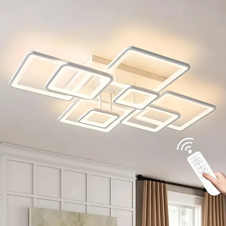 Żyrandol LED z pilotem ELLA 187W, 8 kwadratów, światło zimne/ciepłe/neutralne, możliwość przyciemniania, biały Żyrandol LED z pilotem Domyślny tytuł Alessandro Design