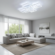 Żyrandol LED z pilotem ELLA 187W, 8 kwadratów, światło zimne/ciepłe/neutralne, możliwość przyciemniania, biały Żyrandol LED z pilotem Domyślny tytuł Alessandro Design