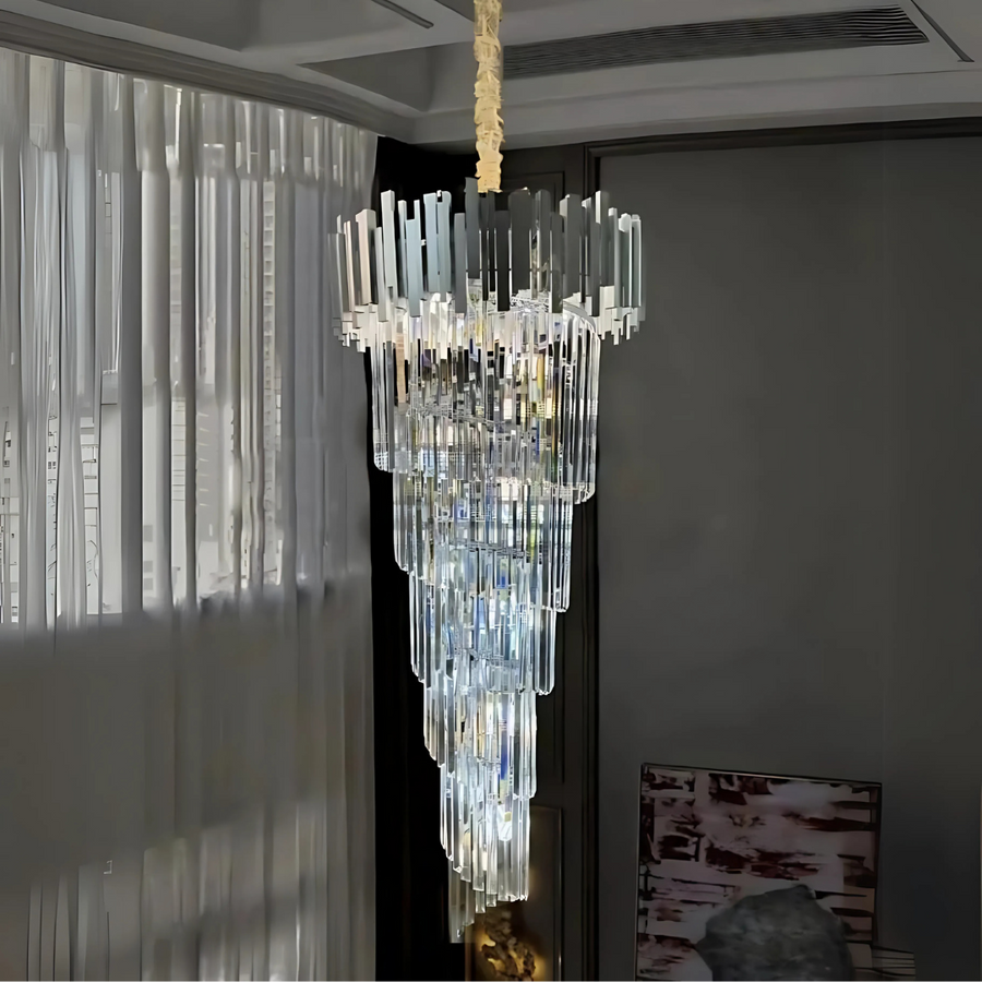 Candelabru Cristal BLOIS Ascendere E14, Diametru 60cm, Argintiu, Inaltime Reglabila Candelabre Cristal Default Title Alessandro Design