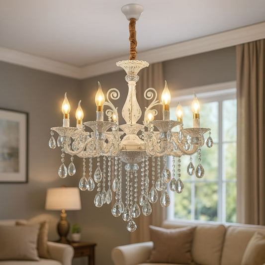 Żyrandol Kryształowy SANSSOUCI Magno, 8xE14, Średnica 68cm, Białe Klasyczne Żyrandole Domyślny Tytuł Alessandro Design