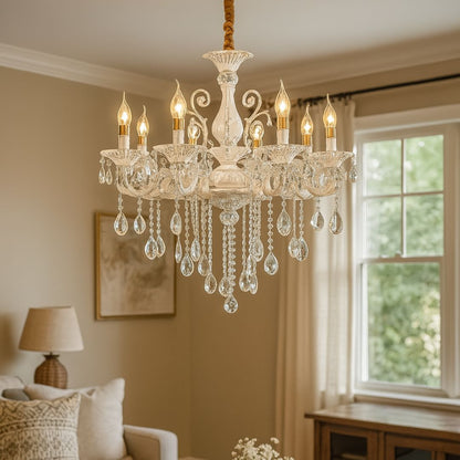 Żyrandol Kryształowy SANSSOUCI Magno, 8xE14, Średnica 68cm, Białe Klasyczne Żyrandole Domyślny Tytuł Alessandro Design