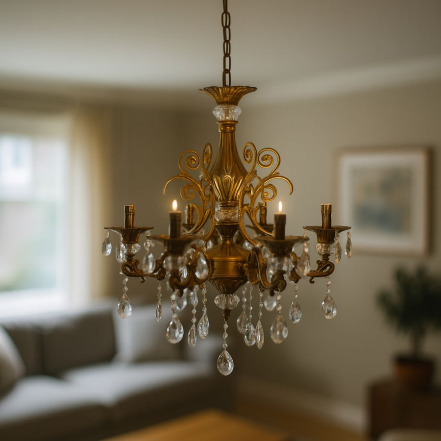 Żyrandol kryształowy SANSSOUCI Magno, 6xE14, średnica 62cm, antyczny mosiądz Klasyczne żyrandole Domyślny tytuł Alessandro Design
