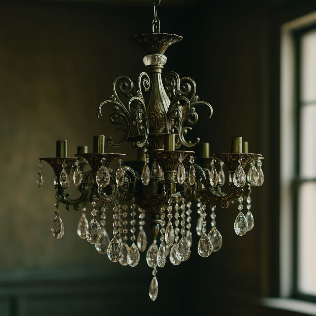 Żyrandol kryształowy SANSSOUCI Magno, 8xE14, średnica 65cm, klasyczne żyrandole z antycznego mosiądzu Domyślny tytuł Alessandro Design