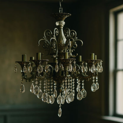 Żyrandol kryształowy SANSSOUCI Magno, 8xE14, średnica 65cm, klasyczne żyrandole z antycznego mosiądzu Domyślny tytuł Alessandro Design