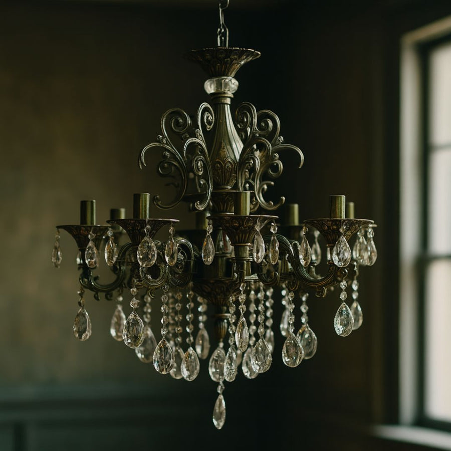 Żyrandol kryształowy SANSSOUCI Magno, 8xE14, średnica 65cm, klasyczne żyrandole z antycznego mosiądzu Domyślny tytuł Alessandro Design