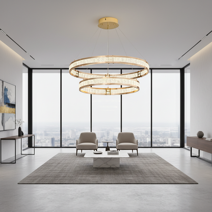 Candelabru Cristal, LINDERHOF Magno, 61W, Diametru 60cm, Lumina Rece/Calda/Neutra, Auriu, Inaltime Reglabila Lustre LED cu Telecomanda Default Title Alessandro Design