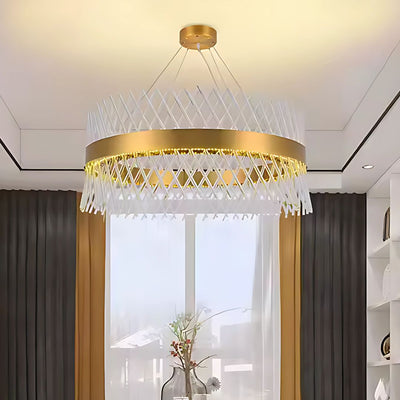 Żyrandol kryształowy ALHAMBRA Nobile, LED, 52W, średnica 40cm, światło ciepłe/zimne/neutralne, możliwość przyciemniania, regulowana wysokość, złoty