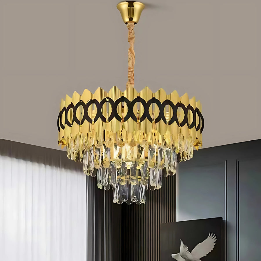 Żyrandol kryształowy PIERREFONDS Eleganza 8x E14, średnica 48,5 cm, błyszczące złoto, regulowana wysokość Żyrandole kryształowe Domyślny tytuł Alessandro Design