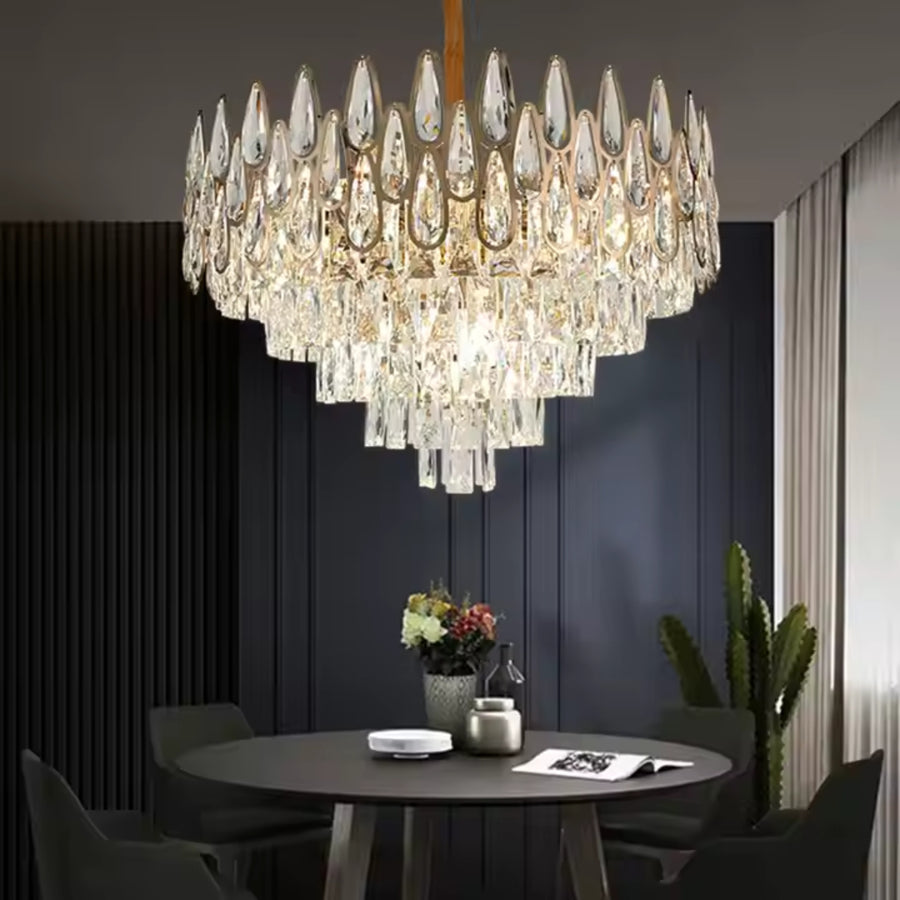 Żyrandol Kryształowy ALHAMBRA Eleganza 8x E14, Średnica 50cm, Błyszczące Złoto, Regulowana Wysokość Żyrandol Kryształowy Domyślny Tytuł Alessandro Design