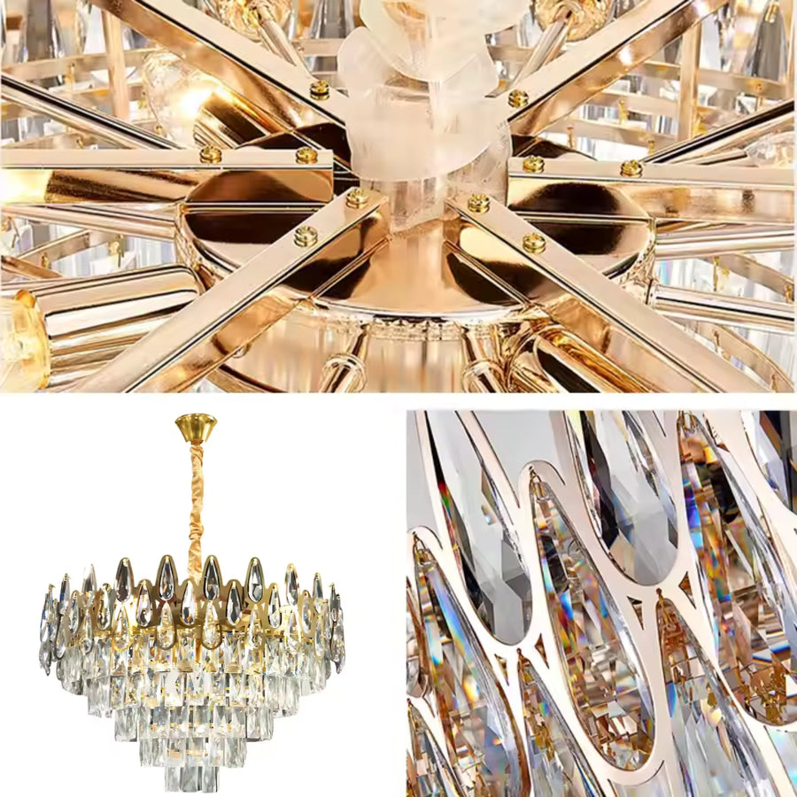 Żyrandol Kryształowy ALHAMBRA Eleganza 8x E14, Średnica 50cm, Błyszczące Złoto, Regulowana Wysokość Żyrandol Kryształowy Domyślny Tytuł Alessandro Design
