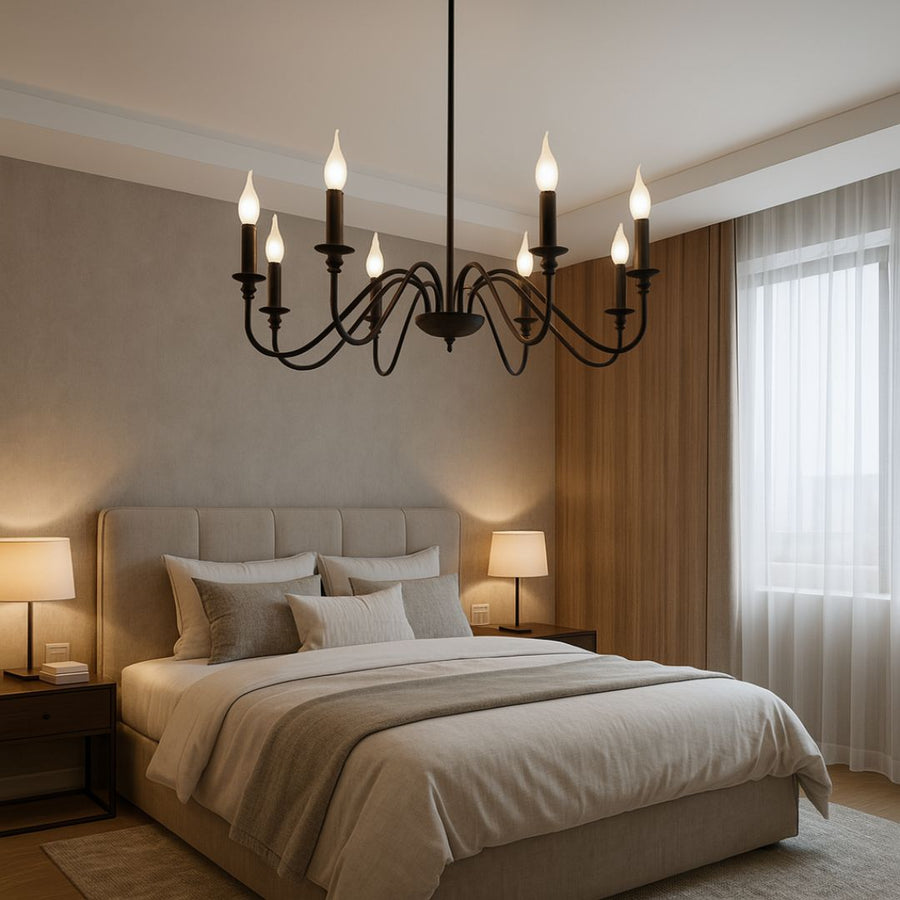 Żyrandol metalowy AVANT, 92cm, wahadłowy, okrągły, 8xE14, czarne żyrandole przemysłowe Domyślny tytuł Alessandro Design