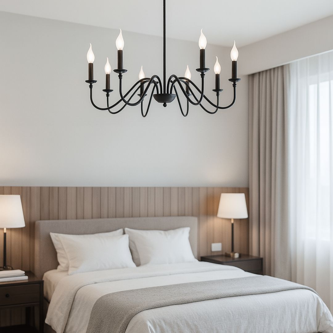 Żyrandol metalowy AVANT, 92cm, wahadłowy, okrągły, 8xE14, czarne żyrandole przemysłowe Domyślny tytuł Alessandro Design
