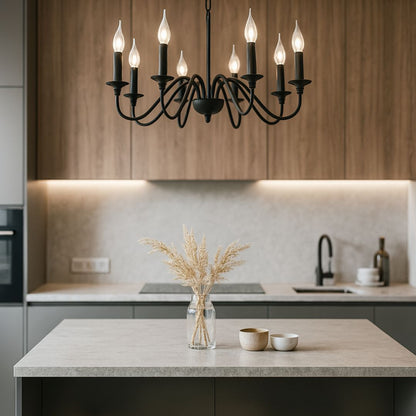 Żyrandol metalowy AVANT, 92cm, wahadłowy, okrągły, 8xE14, czarne żyrandole przemysłowe Domyślny tytuł Alessandro Design